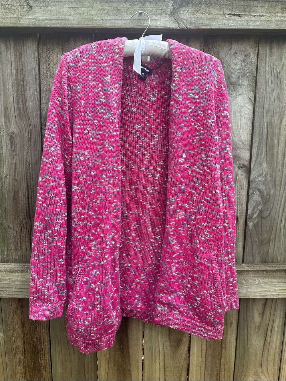 Lands’ End cotton blend pink cardigan sweater